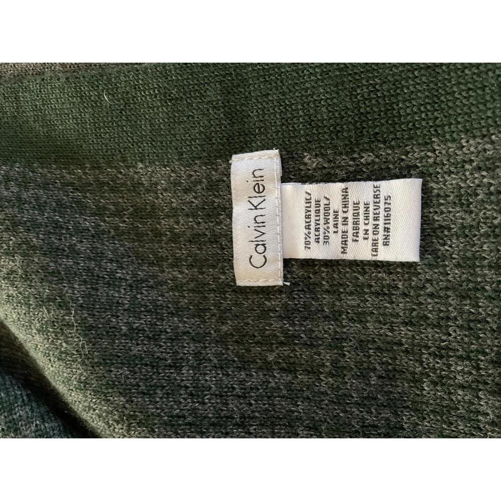Calvin Klein Gray Green Patterned Wool Blend Scarf - image 4